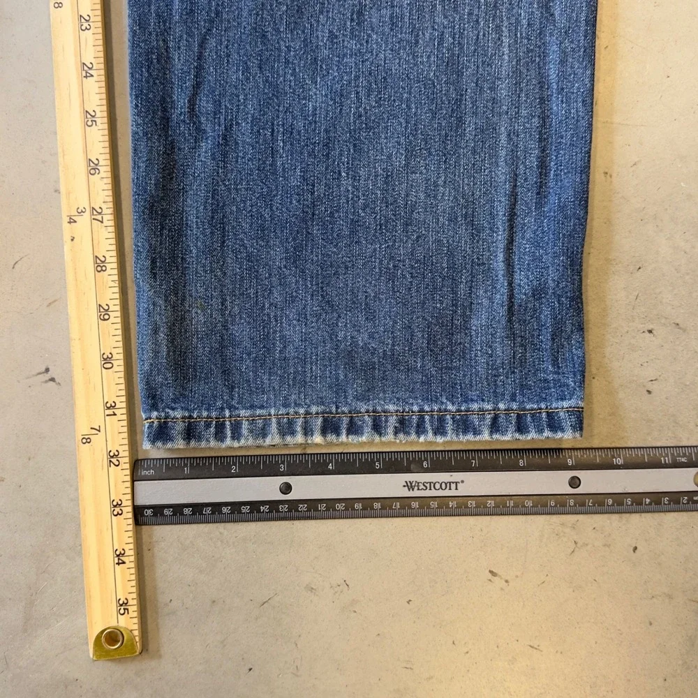 Mossimo Mens Distressed Baggy Straight Leg Blue Denim Jeans 38x32
